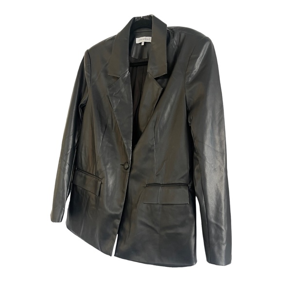 We Wore What Oversized Black Faux Leather Jacket Blazer NWOT Size XS - Picture 2 of 5